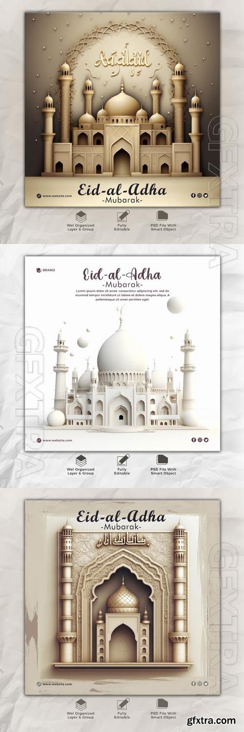 Psd eid al adha mubarak islamic social media banner template vol 9