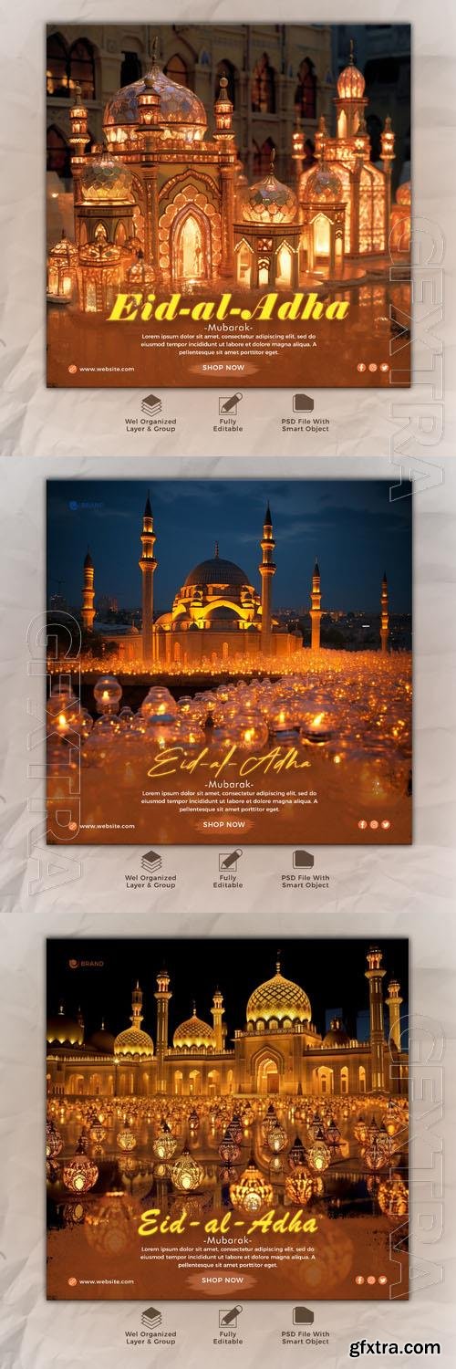 Psd eid al adha mubarak islamic social media banner template vol 6