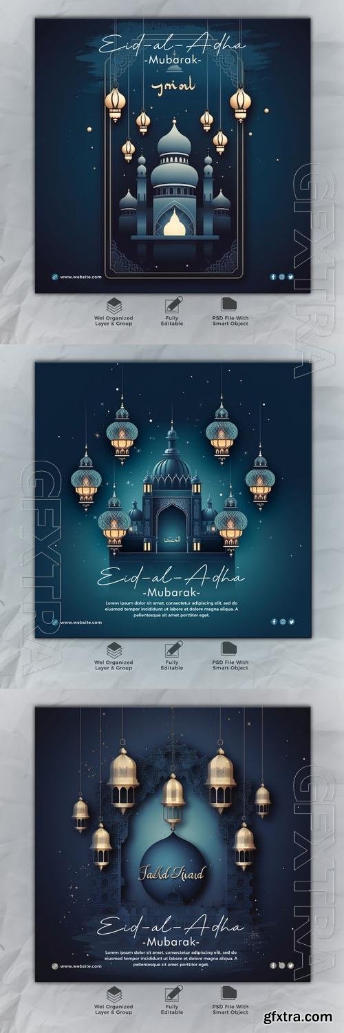 Psd eid al adha mubarak islamic social media banner template vol 3