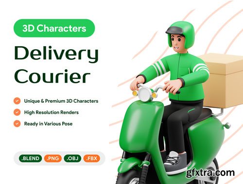 Delivery Courier 3D Character Illustration Ui8.net