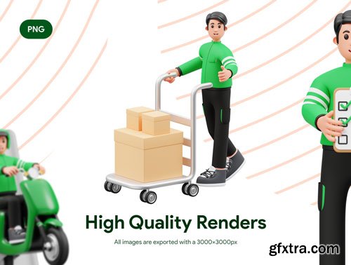 Delivery Courier 3D Character Illustration Ui8.net