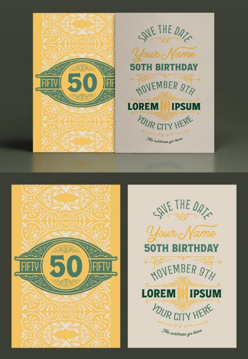 Vintage Happy Birthday Poster Layout 566575582