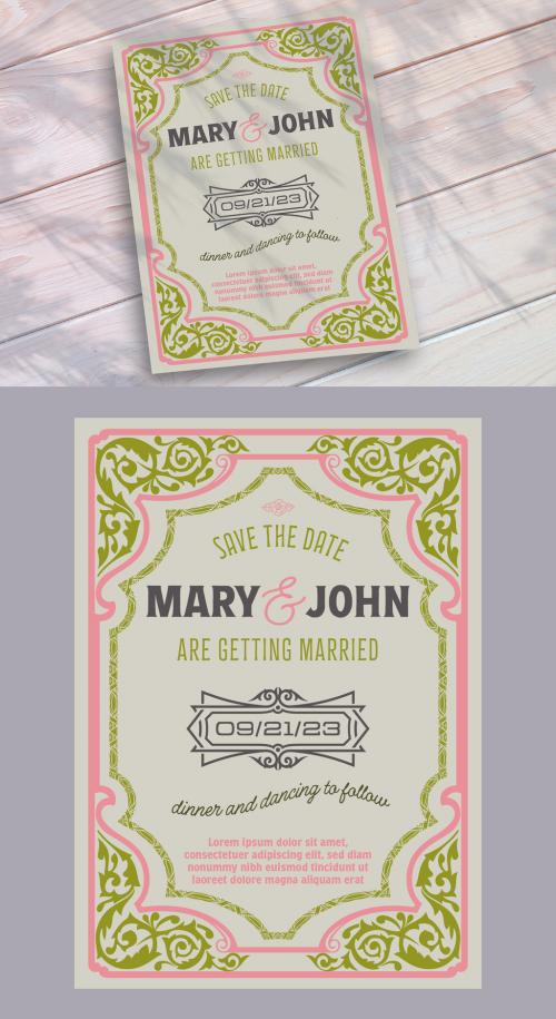 Vintage Wedding invitation Layout 566578120