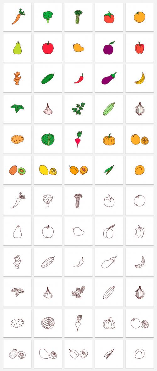 Hand Drawn Fruits and Veggies 386281521