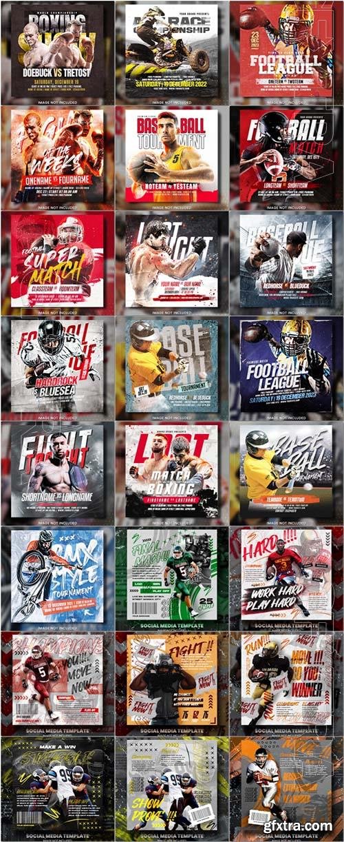 Boxing match, american football, baseball game sport - 25 psd flyer templates