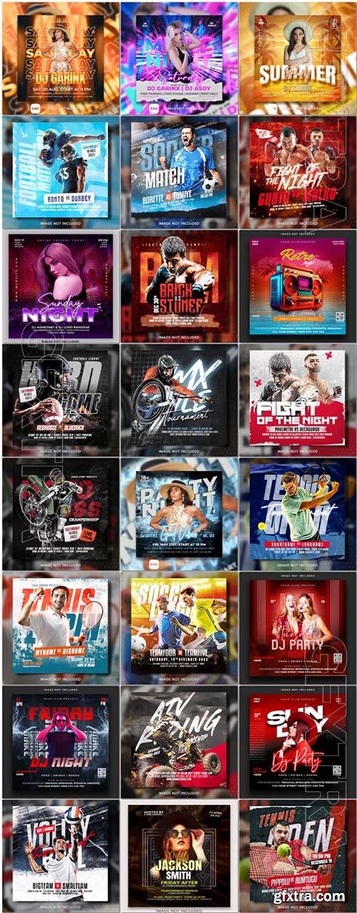 25 Psd Flyer, Night club, Dj club, Music party, Birthday,  Summer, Retro party vol 6