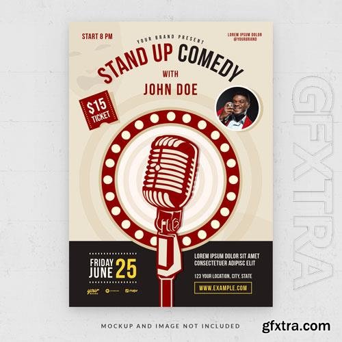 Stand up comedy night flyer template in psd