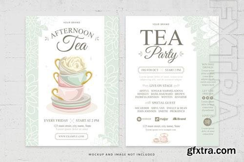 Soft pastel theme english tea afternoon tea cafe menu template in psd