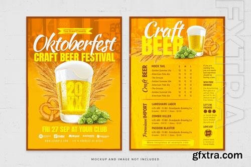 Oktoberfest drinks menu flyer template in psd