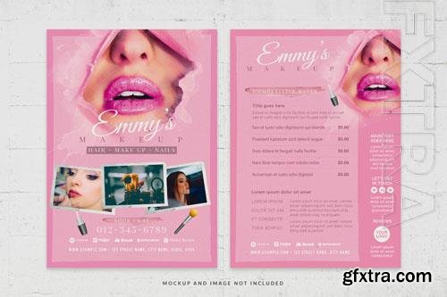 Makeup artist energetic lipstickpink style flyer template in psd