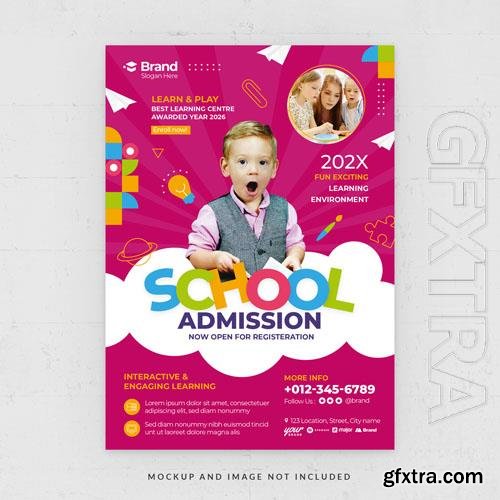 Kids school admission flyer template in psd