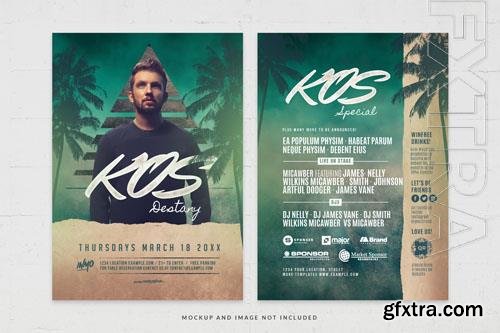 Green theme dj event nightclub flyer template in psd