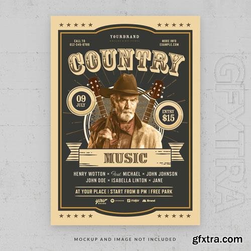 Country music night flyer template in psd