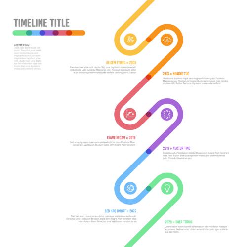 Infographic Company Milestones curved thick line Timeline Template 596657612