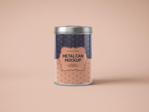 Glossy Metal Cylinder Tin Can Mockup 386698752