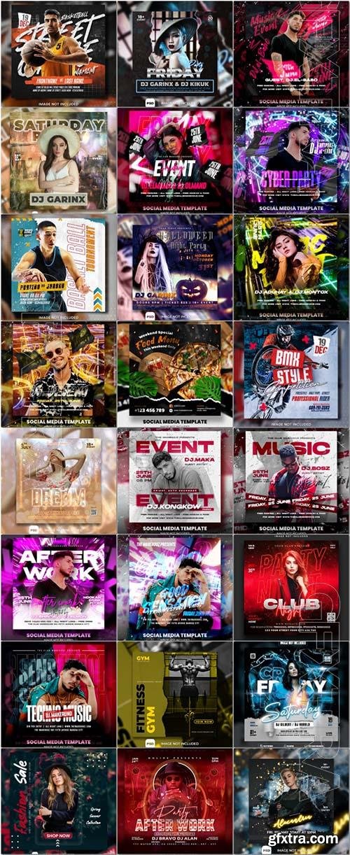 25 Psd Flyer, Night club, Dj club, Music party, Birthday,  Summer, Retro party vol 11