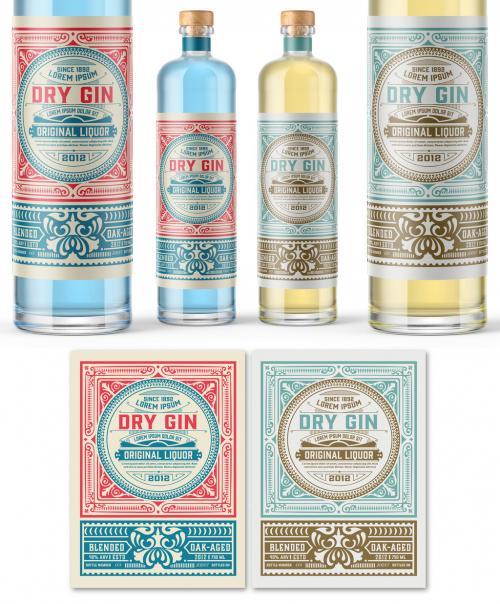 Vintage Gin Label Packaging Layout  301438115