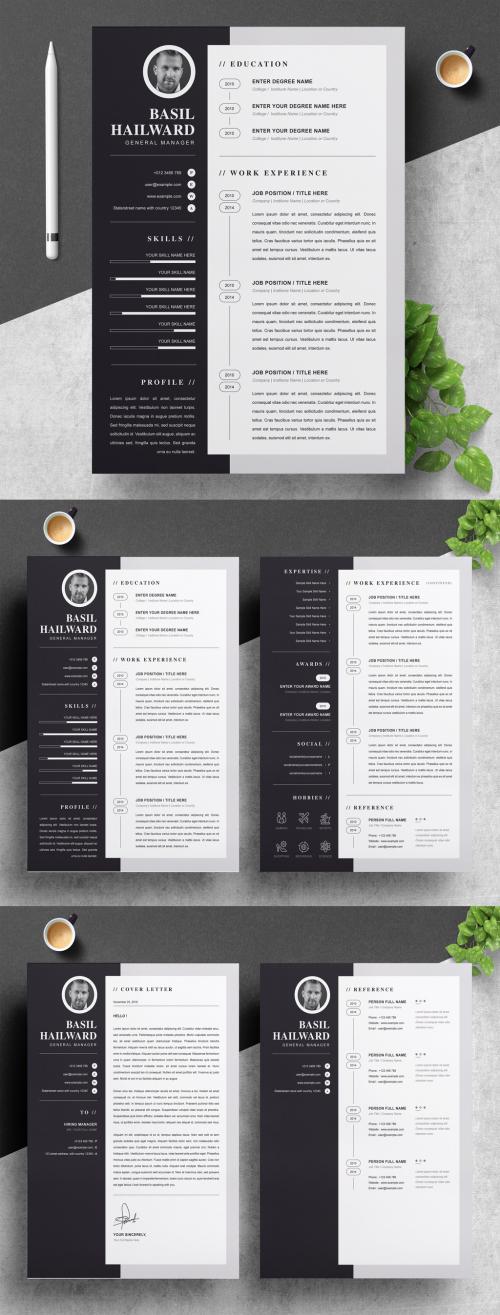 Resume Layout with Black Sidebar 290395983