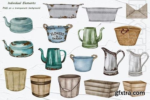 Rustic Watercolor Clipart [PNG]