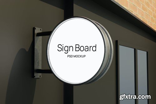 Circle Store Street Sign Board Mockup D5EXYLK