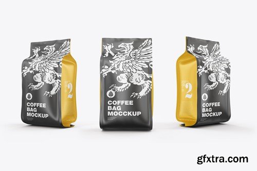 Set 3 Matte Plastic Coffee Bags Mockup 59FJZYA