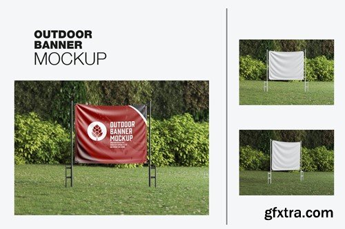 Pack Outdoor Banner Scene Mockup XJ7UEAY