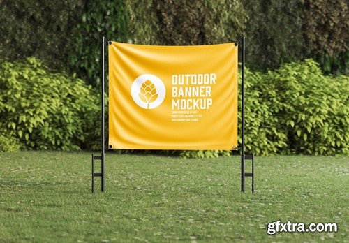 Pack Outdoor Banner Scene Mockup XJ7UEAY