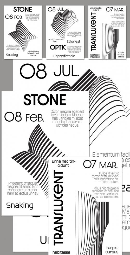 Flyer A4 Black and White Striped Abstract Futuristic Shape 588162252