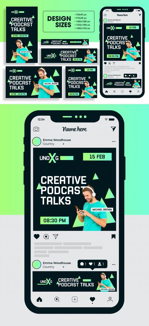 Podcast Talk Web Banner Ads Set 554858949