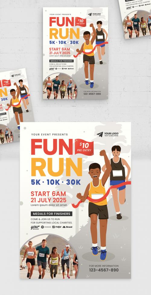 Fun Run Marathon Flyer Template 552984908