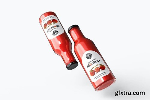 Glass Sauce Bottle PSD Mockup EFEVJS9