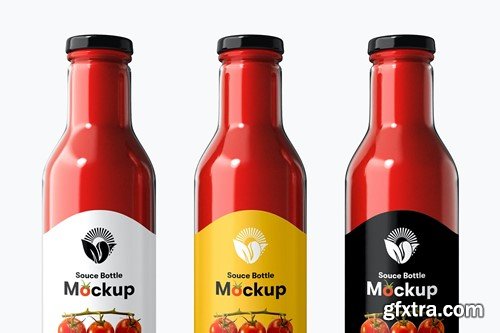 Glass Sauce Bottle PSD Mockup EFEVJS9