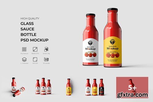 Glass Sauce Bottle PSD Mockup EFEVJS9