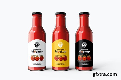 Glass Sauce Bottle PSD Mockup EFEVJS9