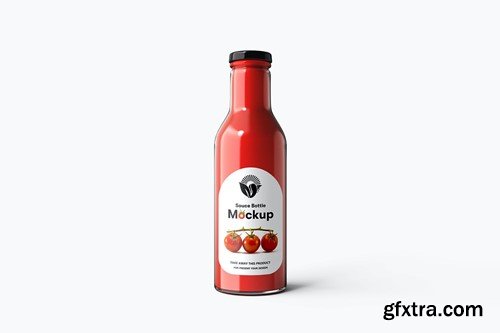 Glass Sauce Bottle PSD Mockup EFEVJS9