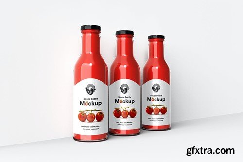 Glass Sauce Bottle PSD Mockup EFEVJS9