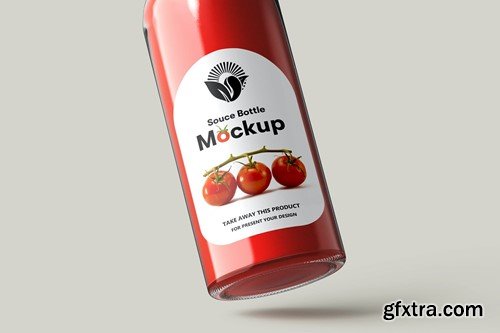 Glass Sauce Bottle PSD Mockup EFEVJS9