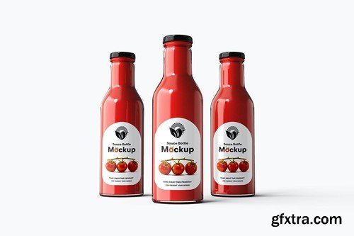 Glass Sauce Bottle PSD Mockup EFEVJS9