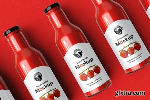 Glass Sauce Bottle PSD Mockup EFEVJS9