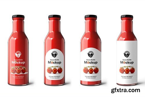 Glass Sauce Bottle PSD Mockup EFEVJS9