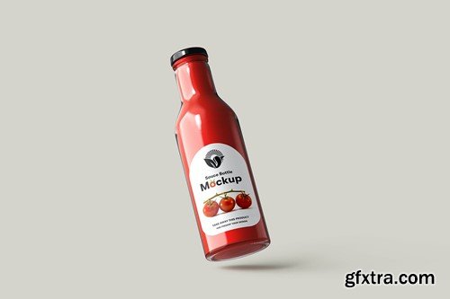 Glass Sauce Bottle PSD Mockup EFEVJS9