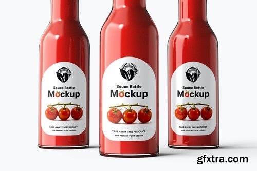 Glass Sauce Bottle PSD Mockup EFEVJS9