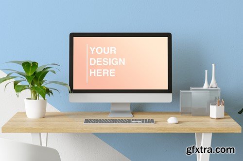 Computer Mock Up on Modern Workplace TGMUPJN