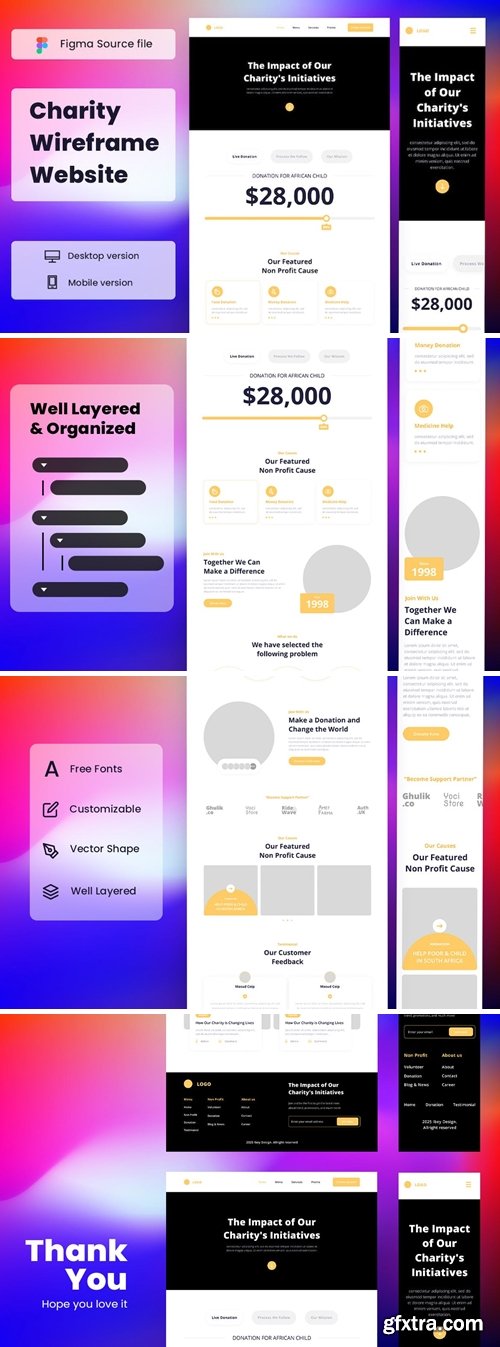 Charity Wireframe Website S8F6GHY