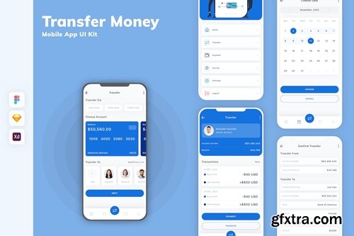 Transfer Money Mobile App UI Kit 2H7U38K