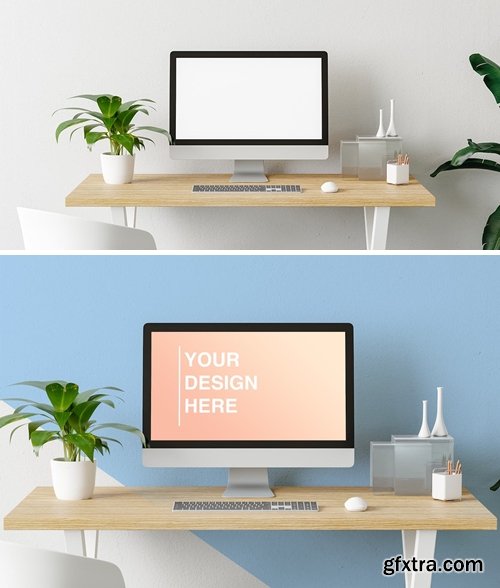 Computer Mock Up on Modern Workplace TGMUPJN