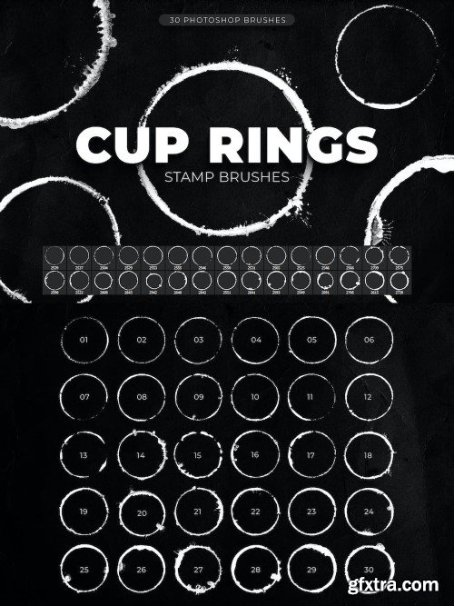 30 Coffee Cup Rings Photoshop Brushes