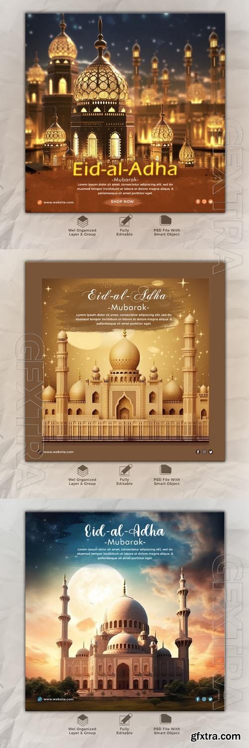 Psd eid al adha mubarak islamic social media banner template vol 13