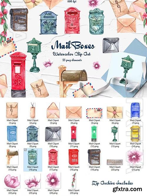 Mailbox Watercolor Clipart [PNG]