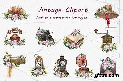 Floral Vintage Clipart [PNG]